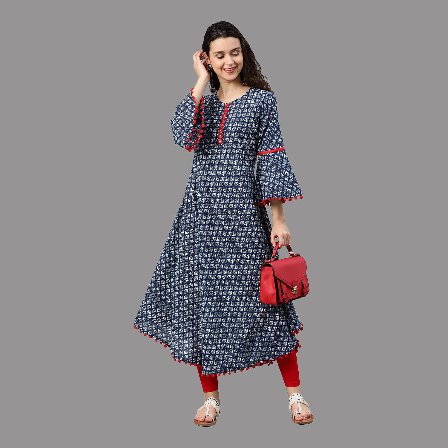 Yash Gallery - Blue Cotton Women's Asymmetrical Kurti ( Pack of 1 ) - Kurtis, Tunics | Buy online on ZillyBuy