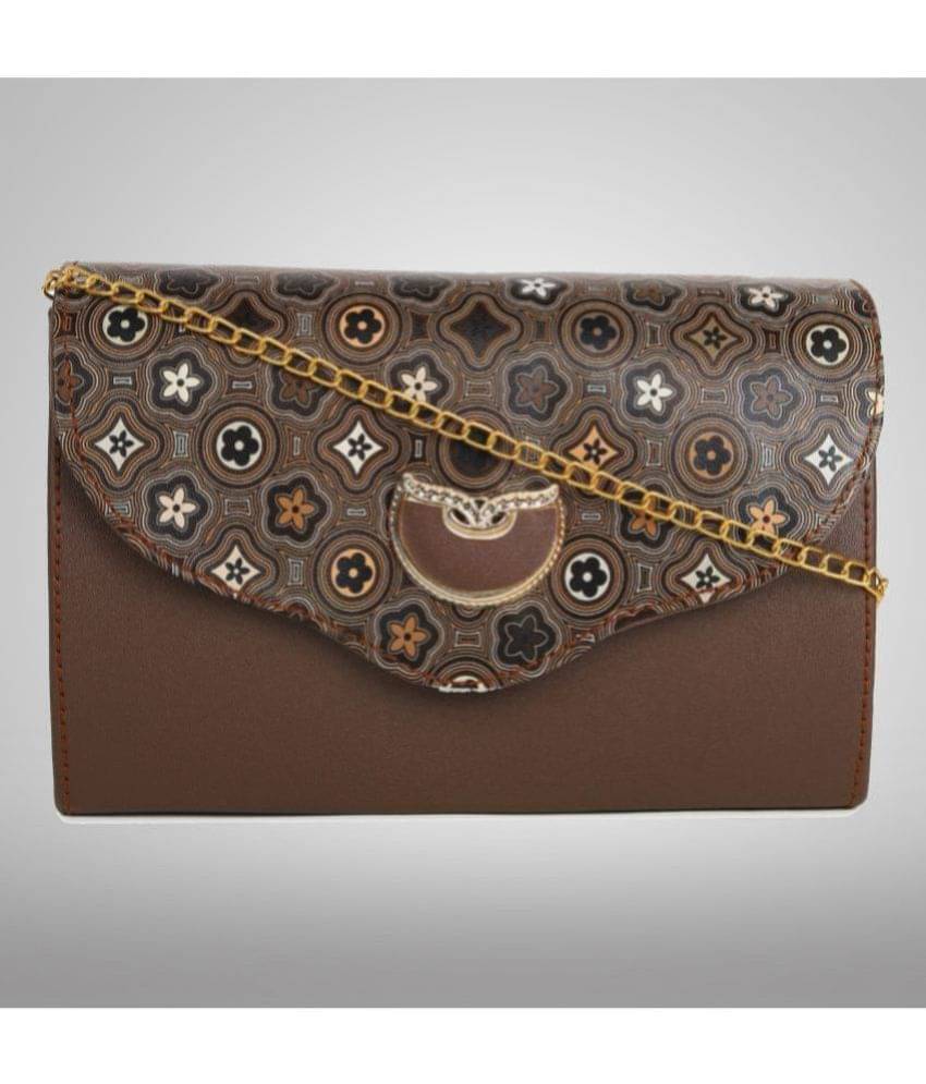    			Arshia Fashions - Brown Faux Leather Crossbody
