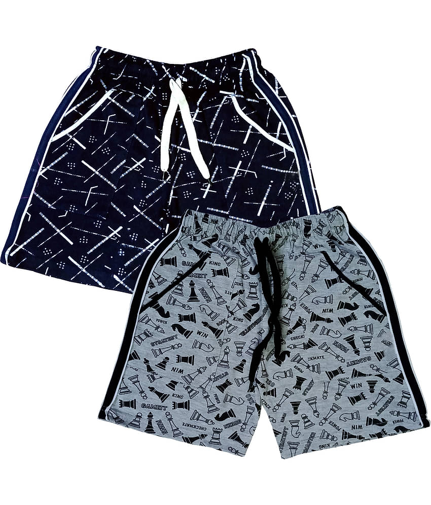 atlans Pack of 2 Cotton Blend Shorts For Boys ( Dark Blue )