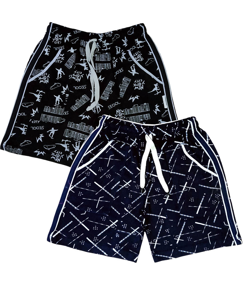 atlans Pack of 2 Cotton Blend Shorts For Boys ( Dark Blue )