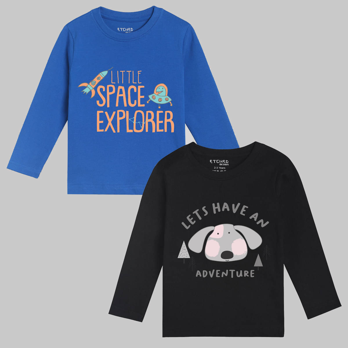     			ETCHED DESIGN Pack of 2 Boys Cotton T-Shirt ( Multicolor )