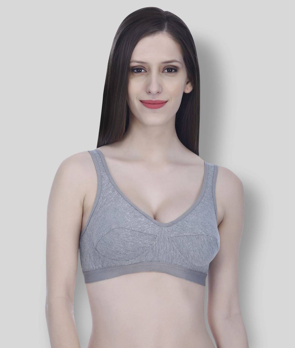     			Elina Pack of 2 Cotton Non Padded Women's Sports Bra ( Grey )