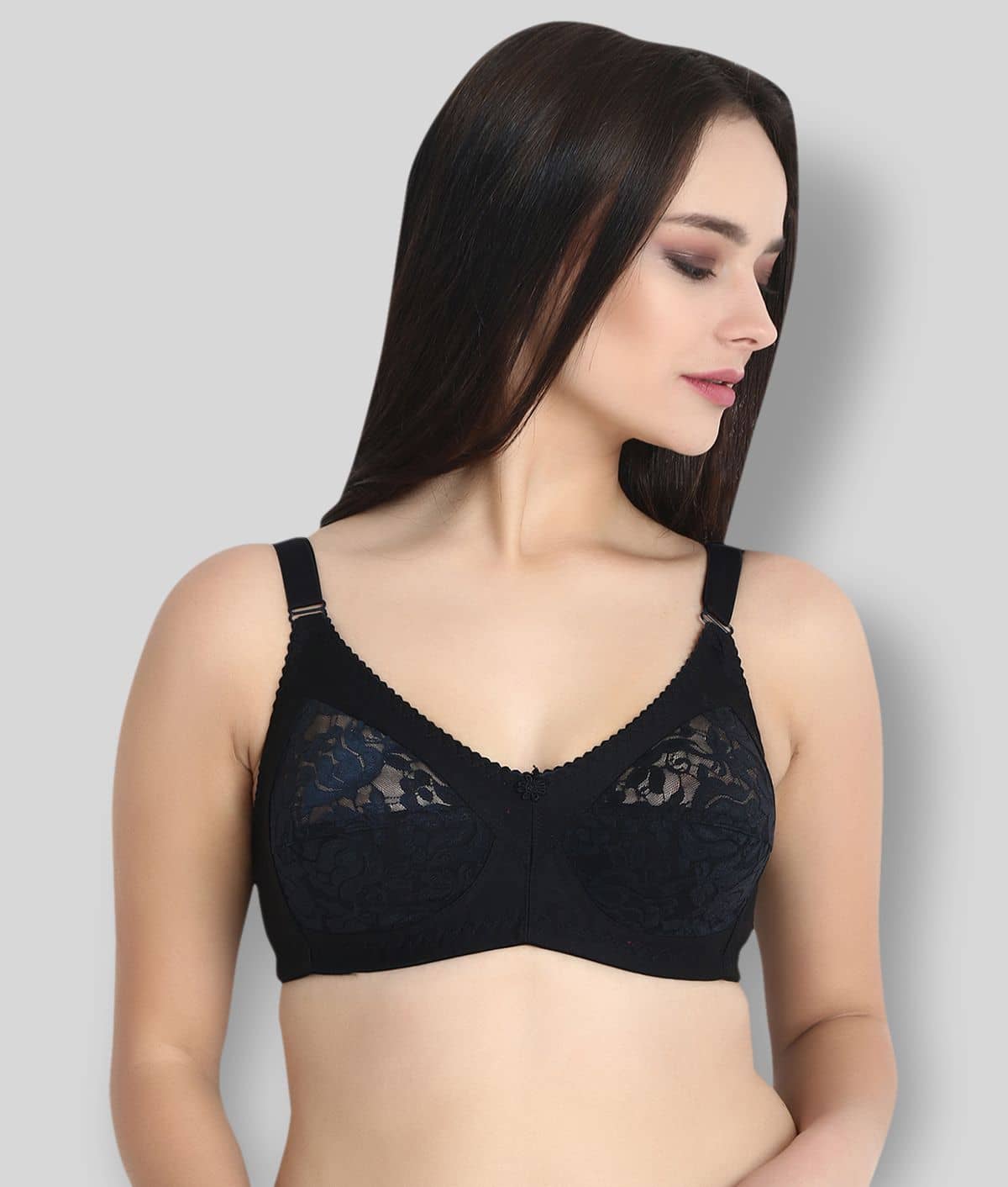 KYODO Poly Cotton Non Padded Women's Everyday Bra ( Black )
