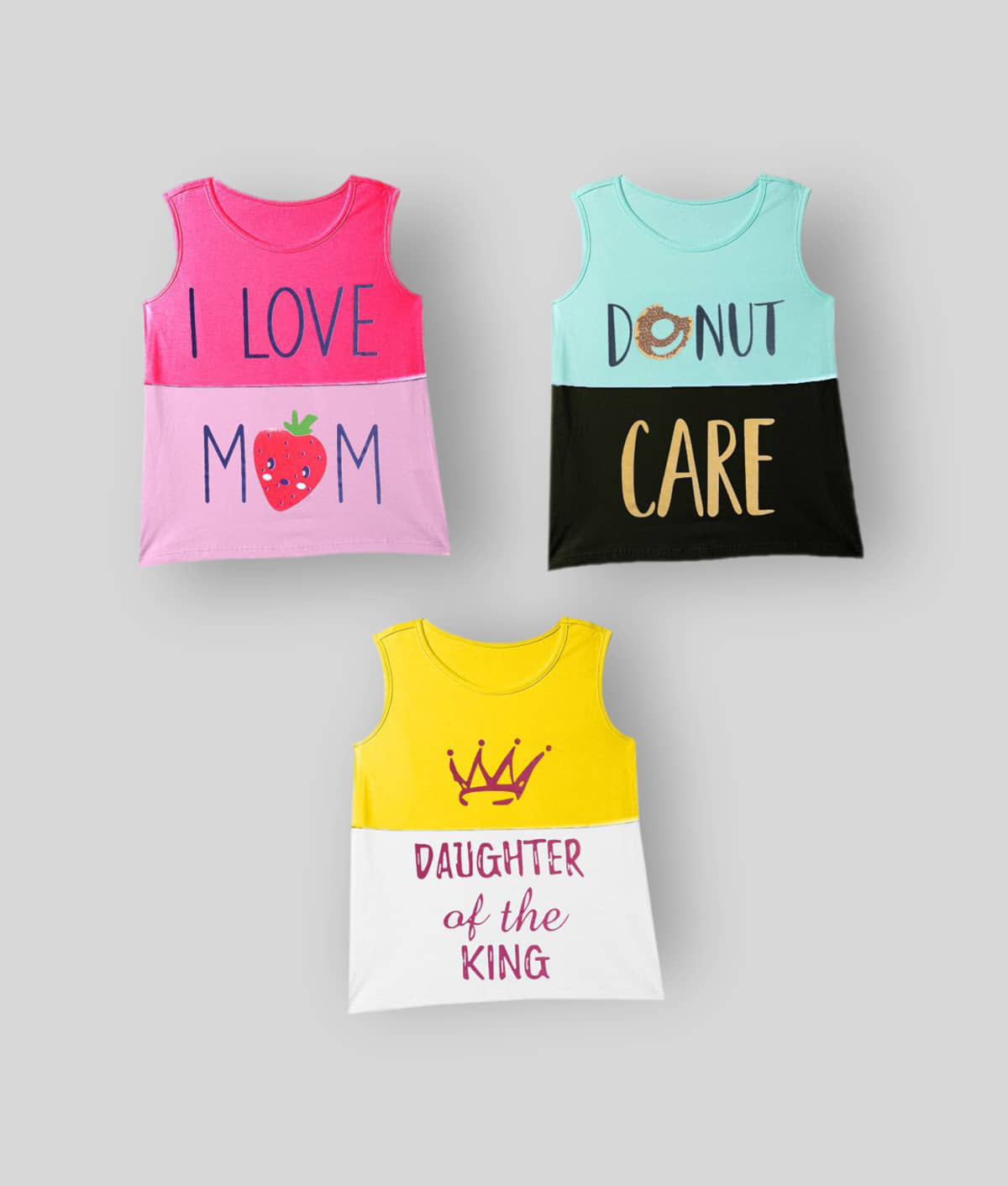Kuchipoo Pack of 3 Girls Cotton Blend T-Shirt ( Multicolor )