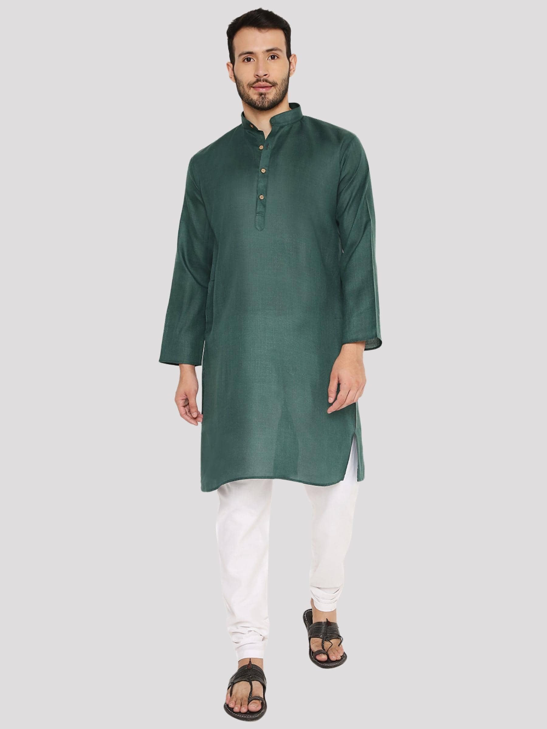 Maharaja - Green Cotton Regular Fit Men's Kurta Pyjama Set ( Pack of 1 ) - Kurtas & Kurta Sets | Buy online on ZillyBuy