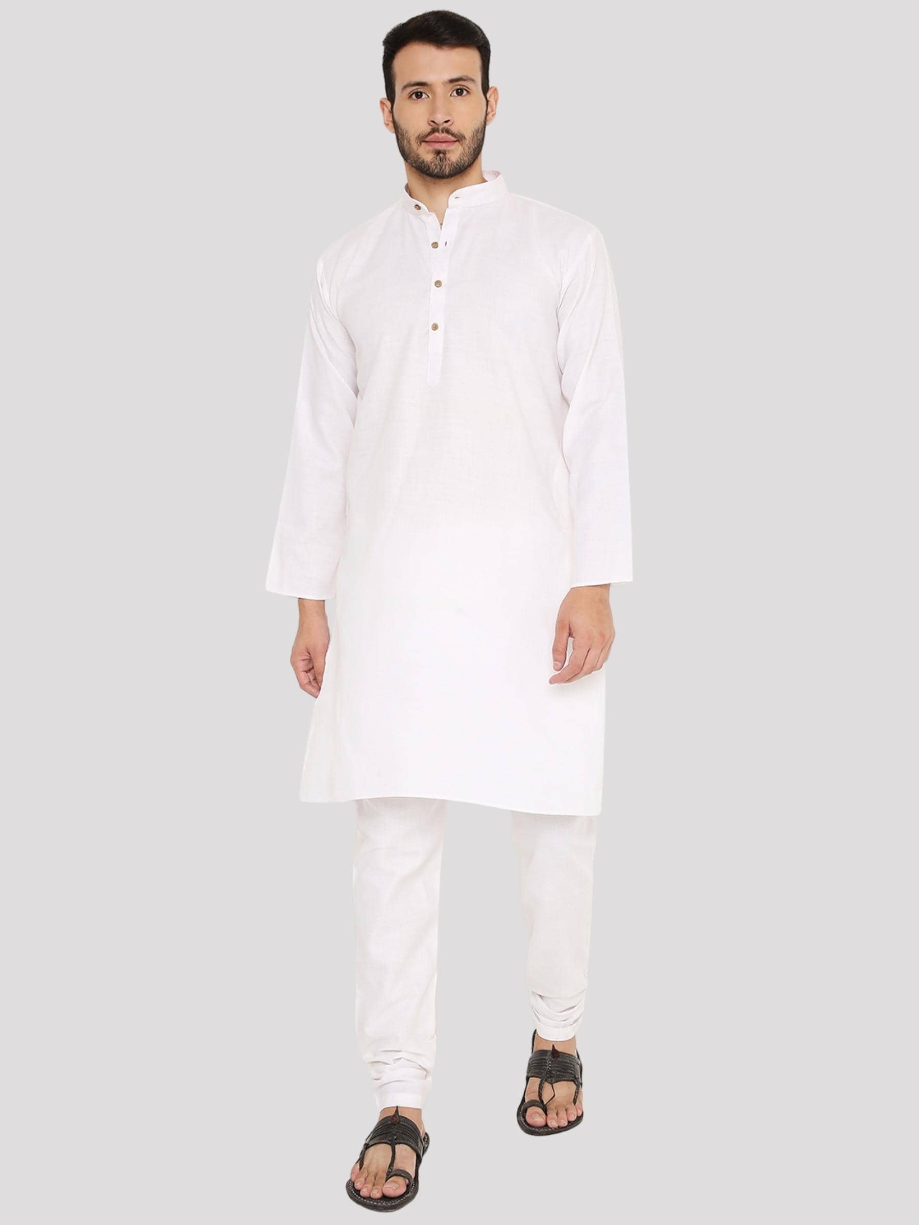 Maharaja - White Cotton Regular Fit Men's Kurta Pyjama Set ( Pack of 1 ) - Kurtas & Kurta Sets | Buy online on ZillyBuy