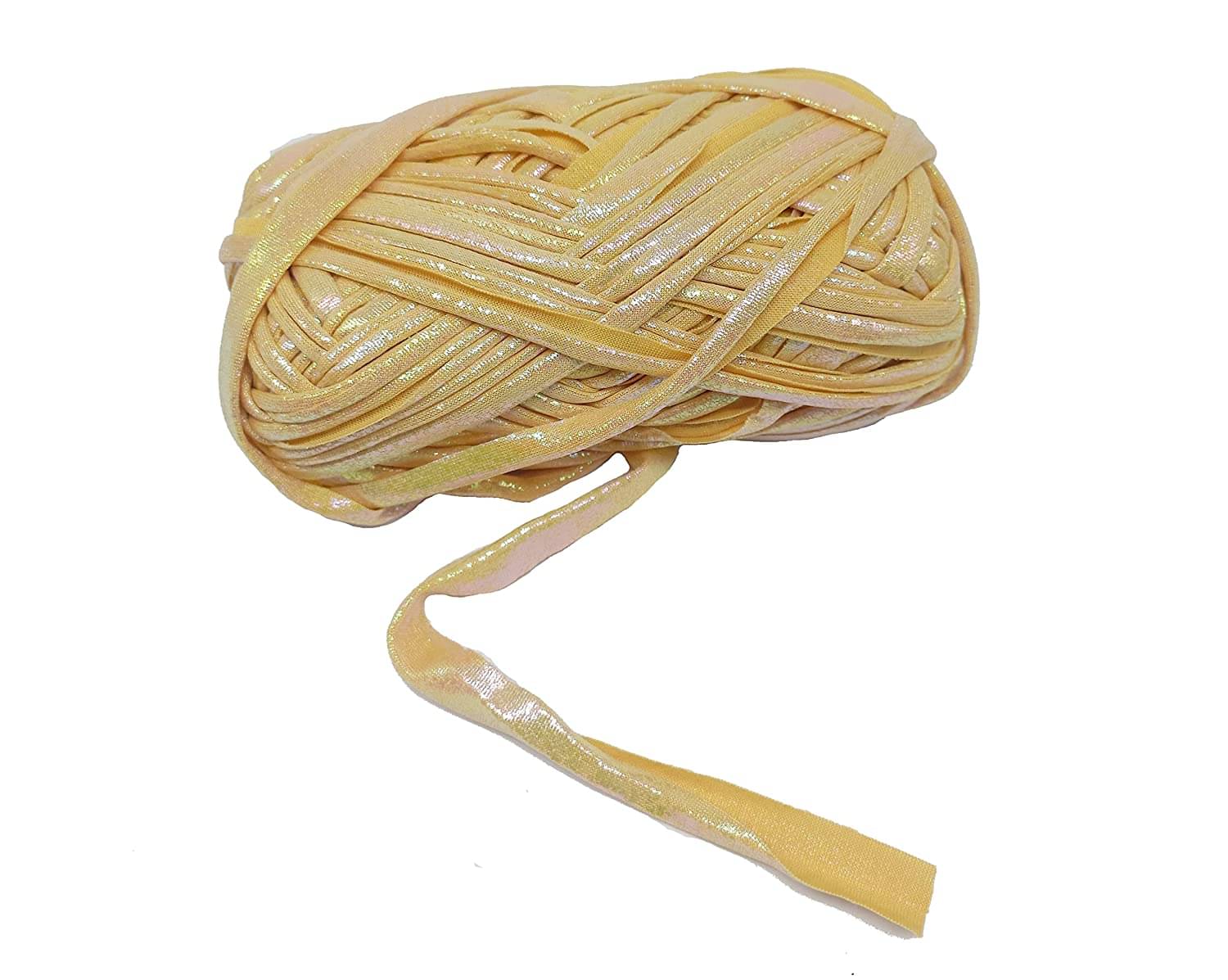     			PRANSUNITA Metallic Shining Sparkle T-Shirt Knitting Yarn – 100 GMS - for Hand Knit Clutch Bag Backpack Bulky Blanket Cushion Crochet Glossy Yarn – Color - Biscuit (Light Brown )