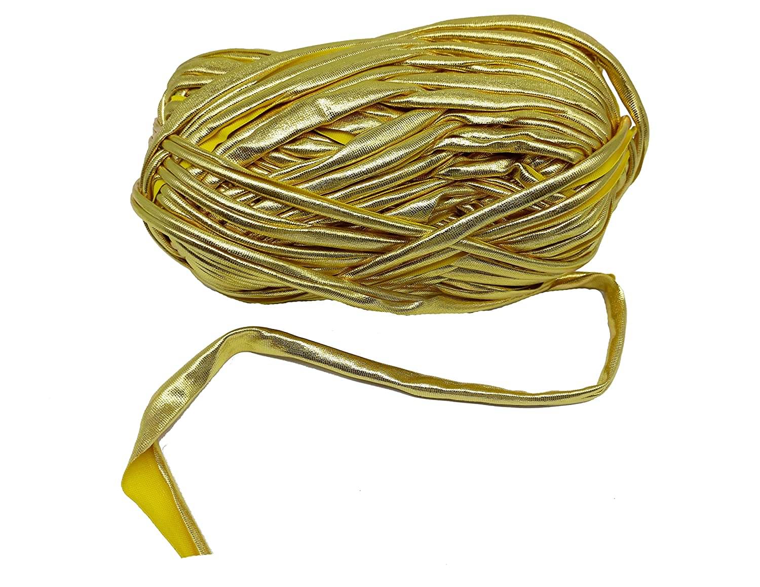     			PRANSUNITA Metallic Shining Sparkle T-Shirt Knitting Yarn – 100 GMS - for Hand Knit Clutch Bag Backpack Bulky Blanket Cushion Crochet Glossy Yarn – Color -Golden