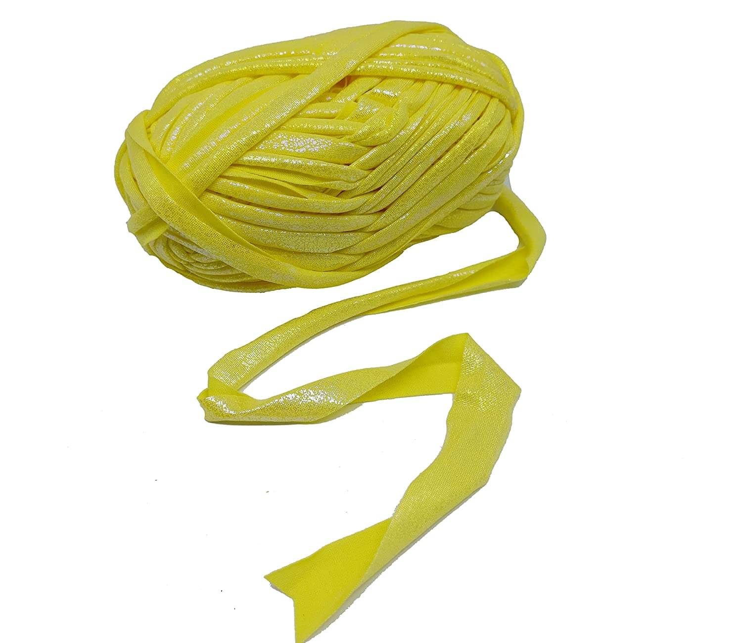 PRANSUNITA Metallic Shining Sparkle T-Shirt Knitting Yarn – 100 GMS - for Hand Knit Clutch Bag Backpack Bulky Blanket Cushion Crochet Glossy Yarn – Color - Yellow PRANSUNITA Metallic Shining Sparkle T-Shirt Knitting Yarn – 100 GMS - for Hand Knit Clutch Bag Backpack Bulky Blanket Cushion Crochet Glossy Yarn – Color - Yellow