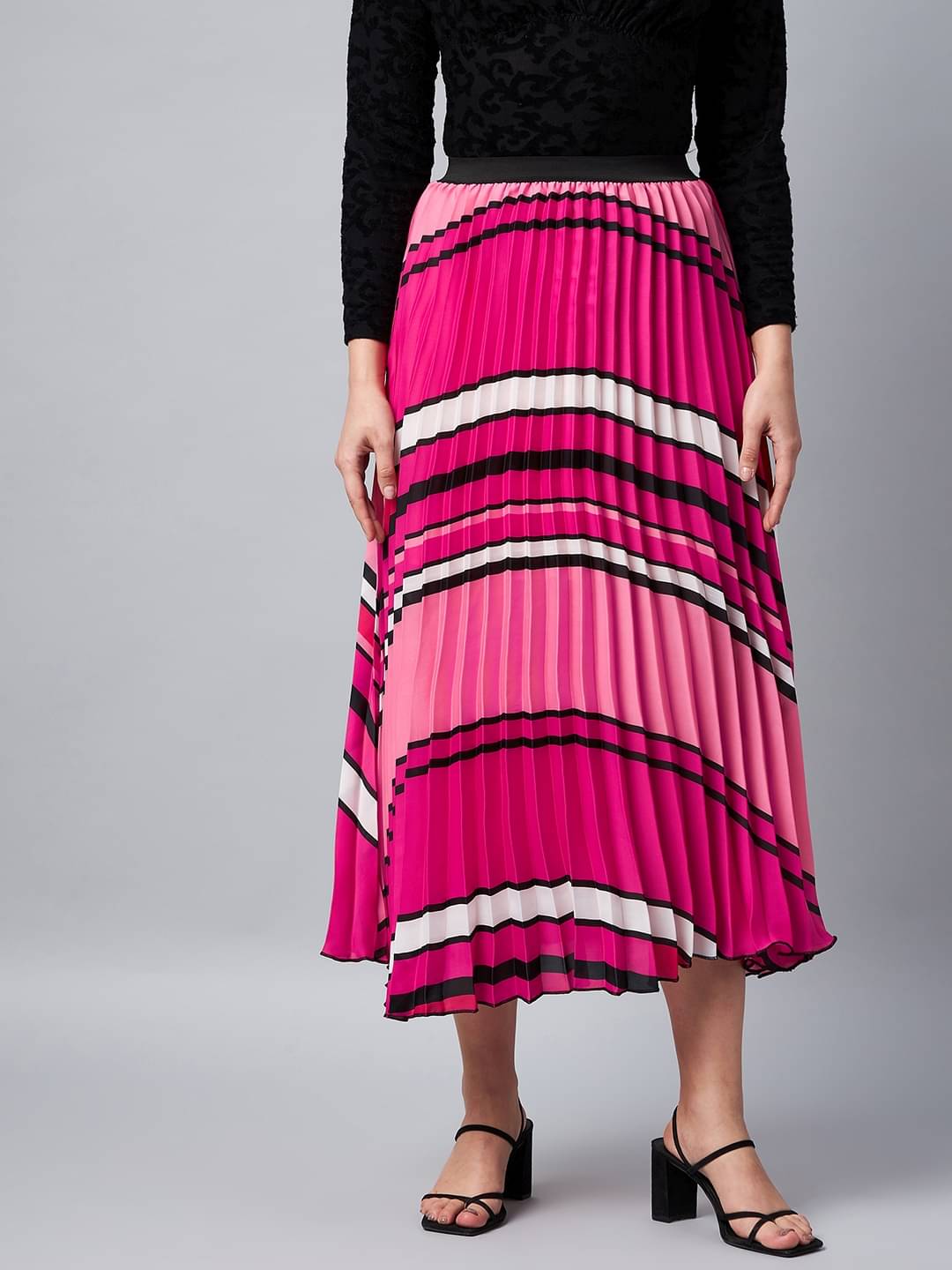 StyleStone - Pink Polyester Women's Broomstick Skirt ( Pack of 1 ) StyleStone - Pink Polyester Women's Broomstick Skirt ( Pack of 1 )