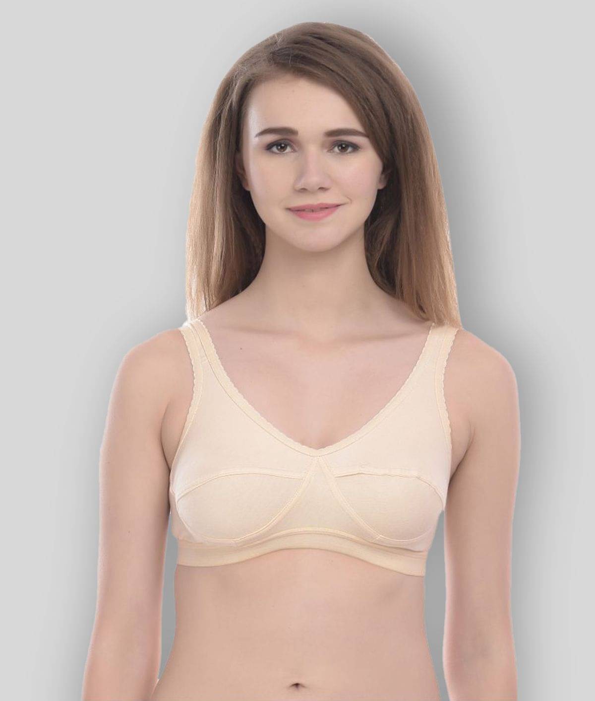     			Viral Girl Beige Cotton Solid Sports Bra