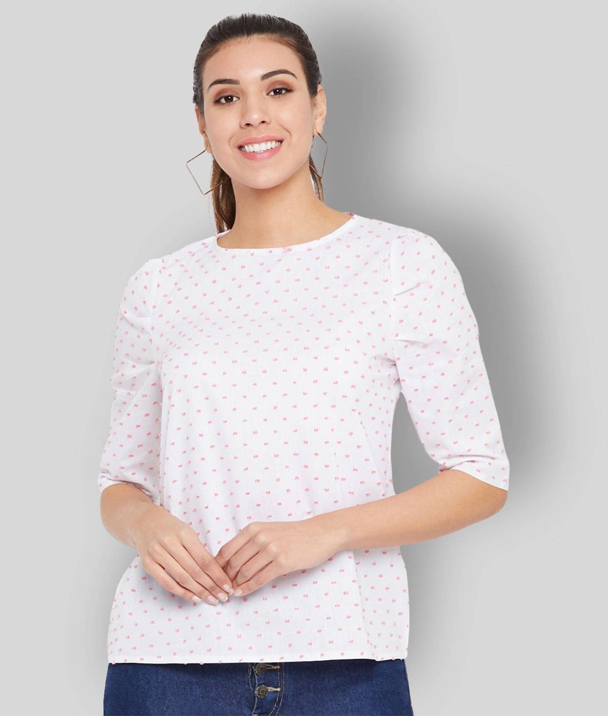 AUSTIN WOOD Women's Cotton Regular Top ( White ) AUSTIN WOOD Women's Cotton Regular Top ( White )