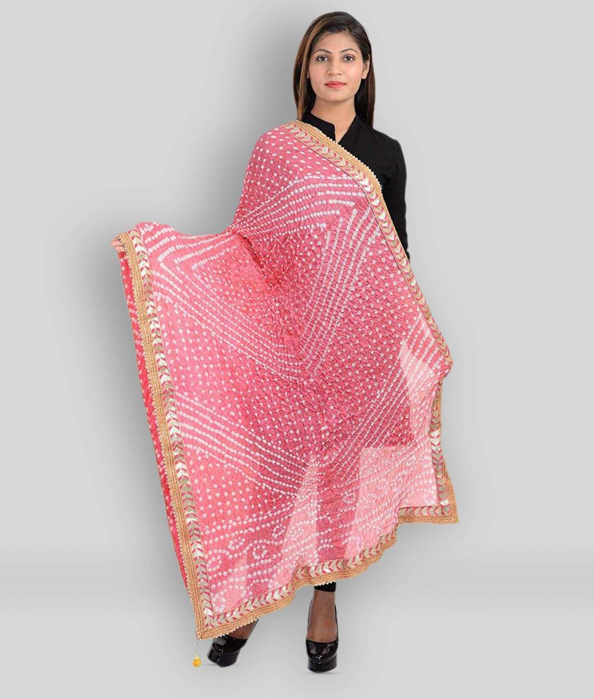 Apratim Peach Art Silk Bandhej Dupatta - Single     			Apratim Peach Art Silk Bandhej Dupatta - Single