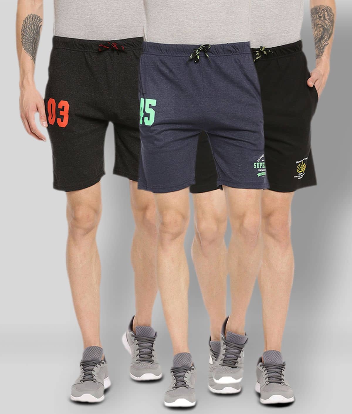 Ardeur - Multi Cotton Blend Men's Shorts ( Pack of 3 ) - Shorts | Buy online on ZillyBuy