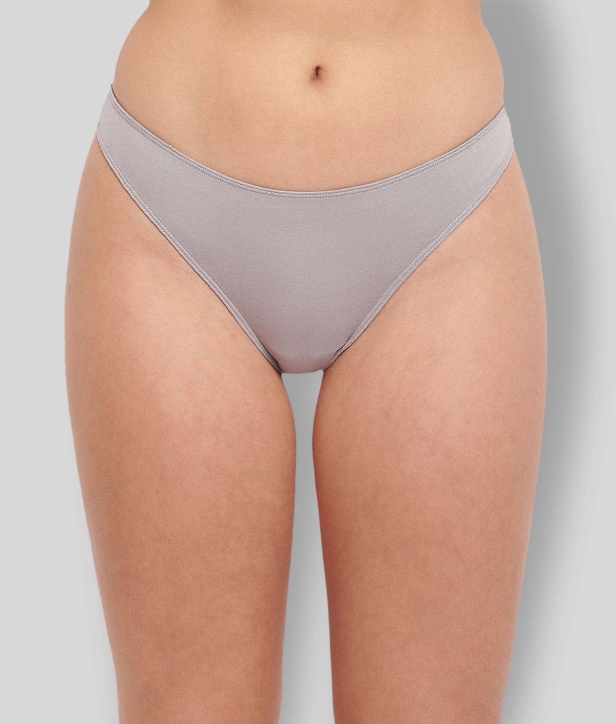 BASIICS By La Intimo Cotton Lycra Solid Women's Thongs ( Grey ) BASIICS By La Intimo Cotton Lycra Solid Women's Thongs ( Grey )