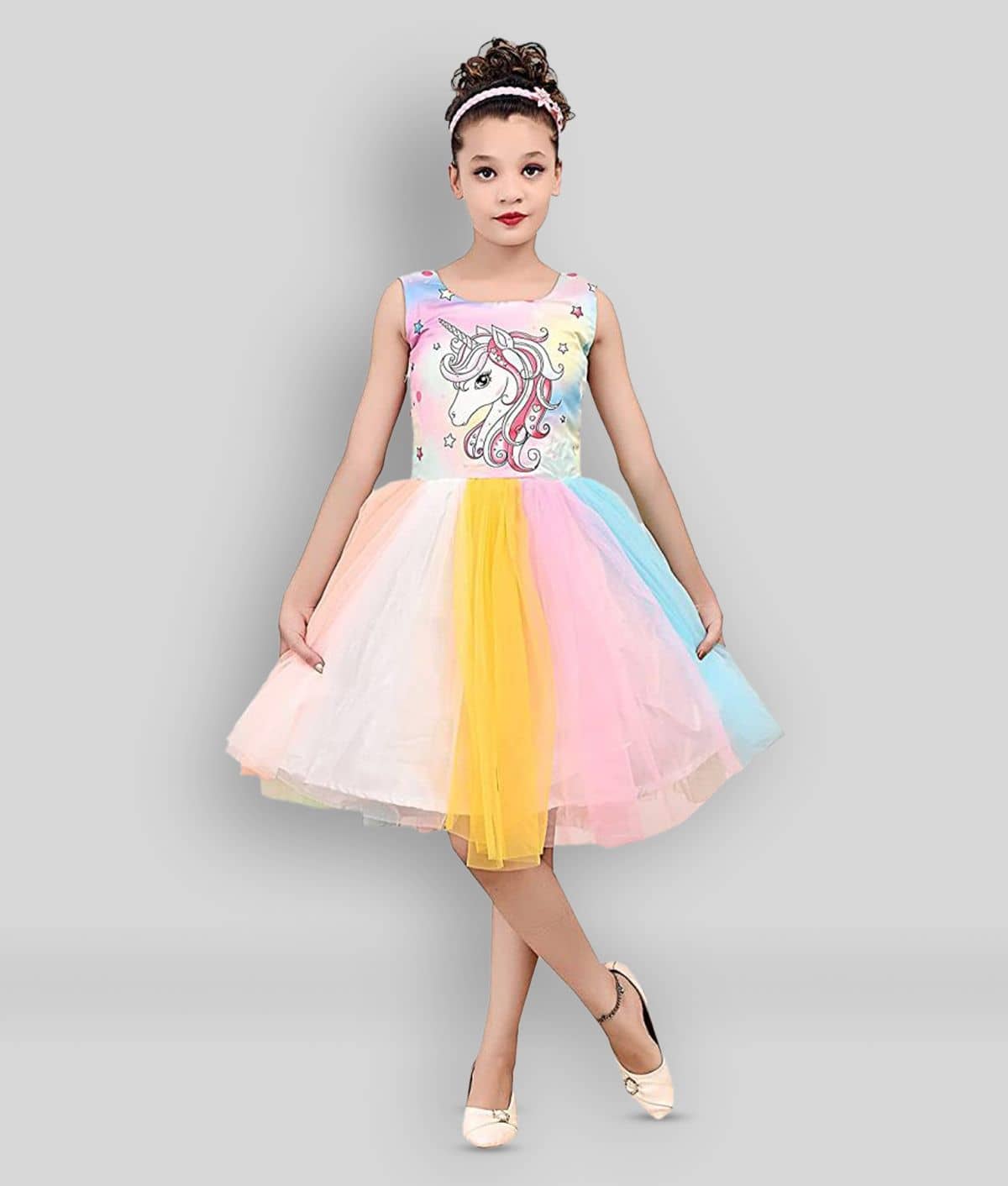 Cherry Tree Net Frock For Girls ( Pack of 1 , Multi )