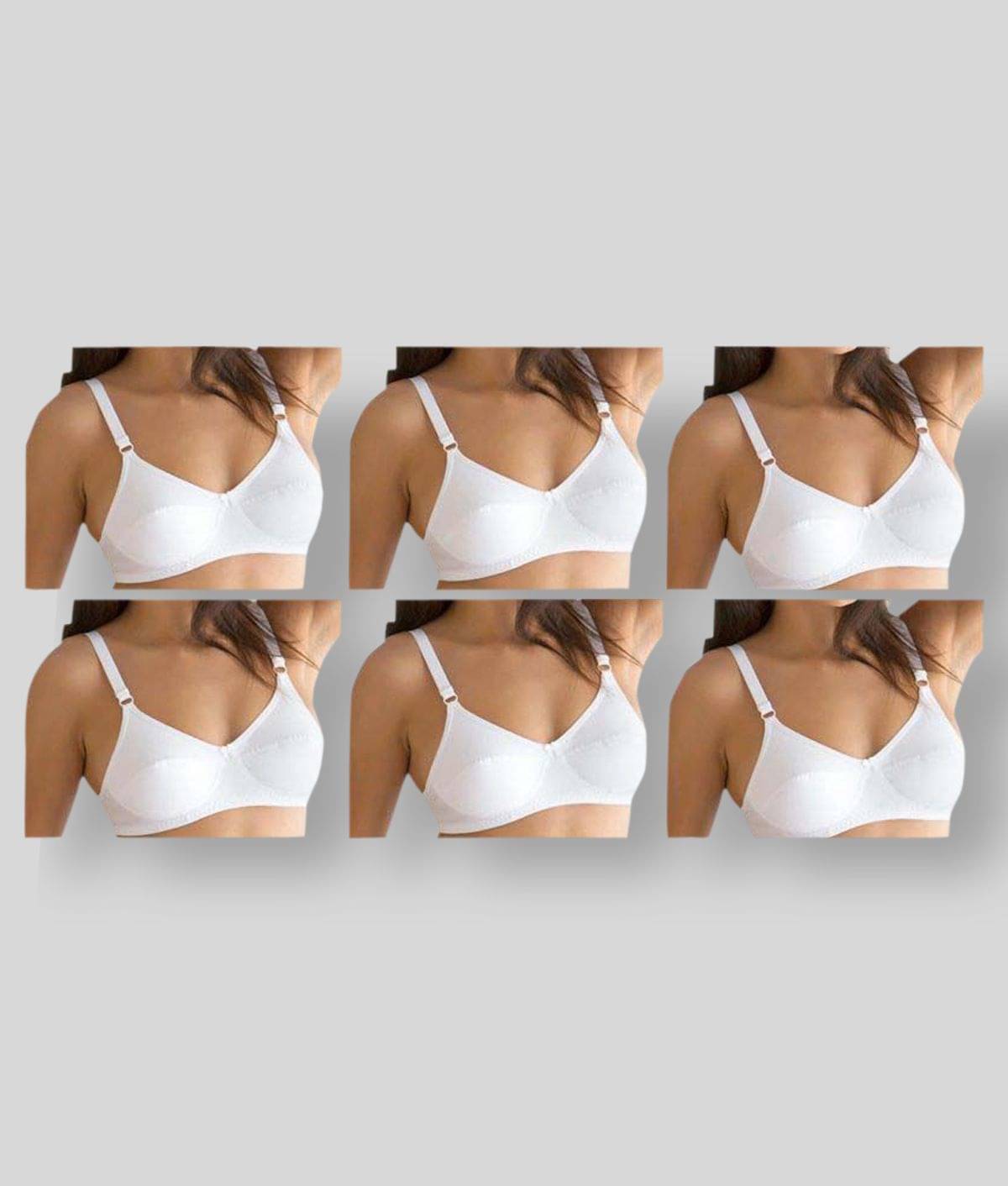     			DOCARE - White Cotton Blend Non - Padded Women's Everyday Bra ( Pack of 6 )