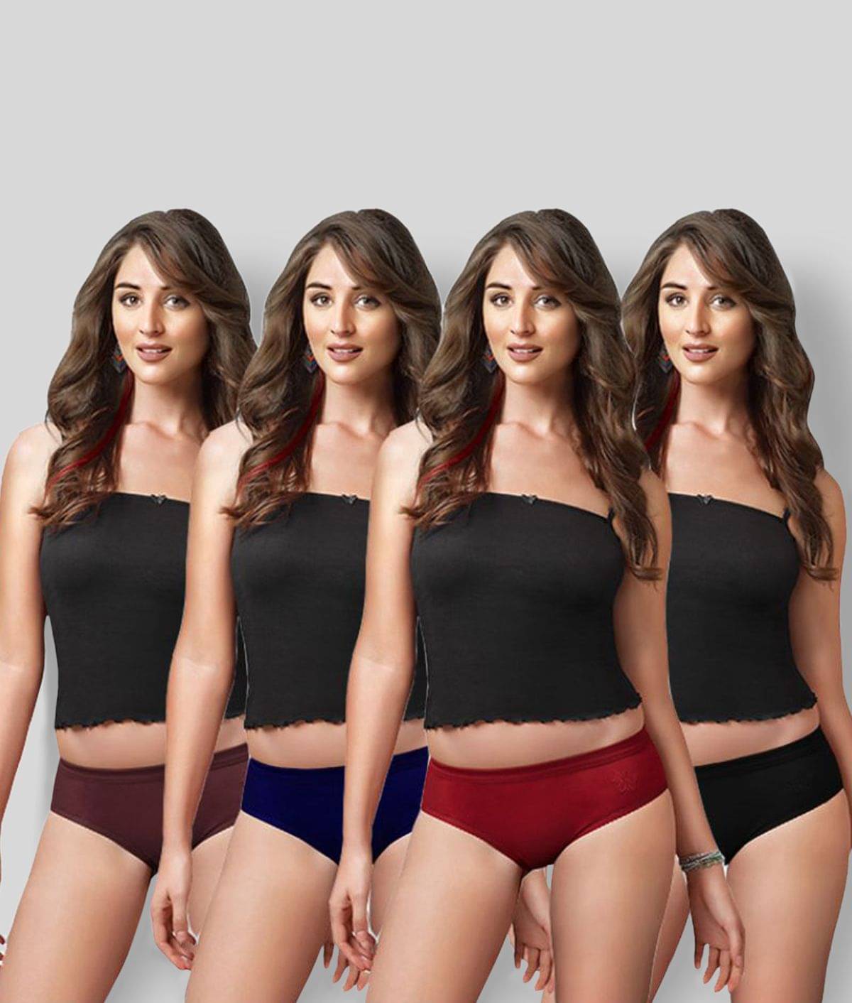 Dixcy Slimz - Multicolor Cotton Solid Women's Hipster ( Pack of 4 )     			Dixcy Slimz - Multicolor Cotton Solid Women's Hipster ( Pack of 4 )