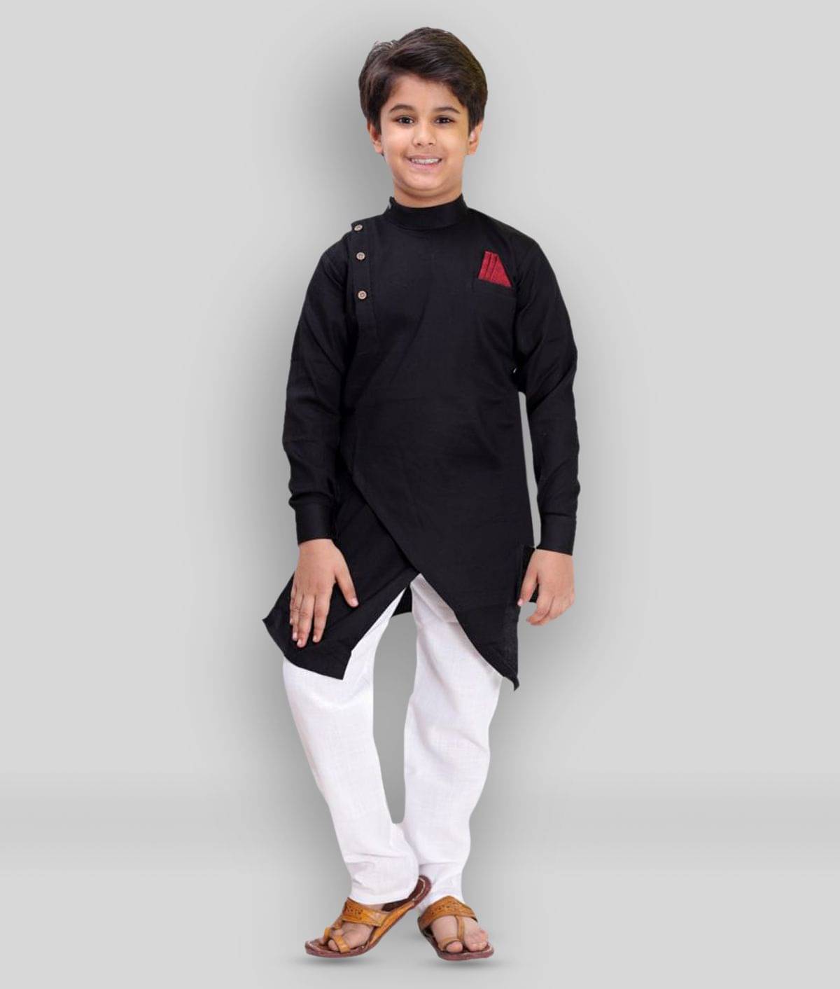     			Fourfolds Pack of 1 Boys Cotton Blend ( Black )