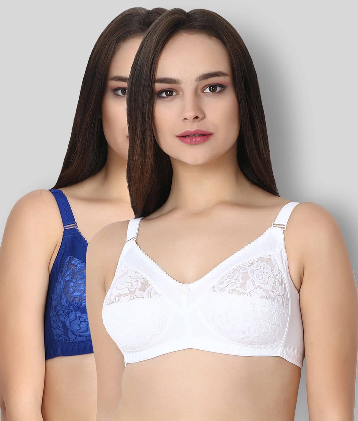 KYODO Pack of 2 Poly Cotton Non Padded Women's Everyday Bra ( Multi Color )