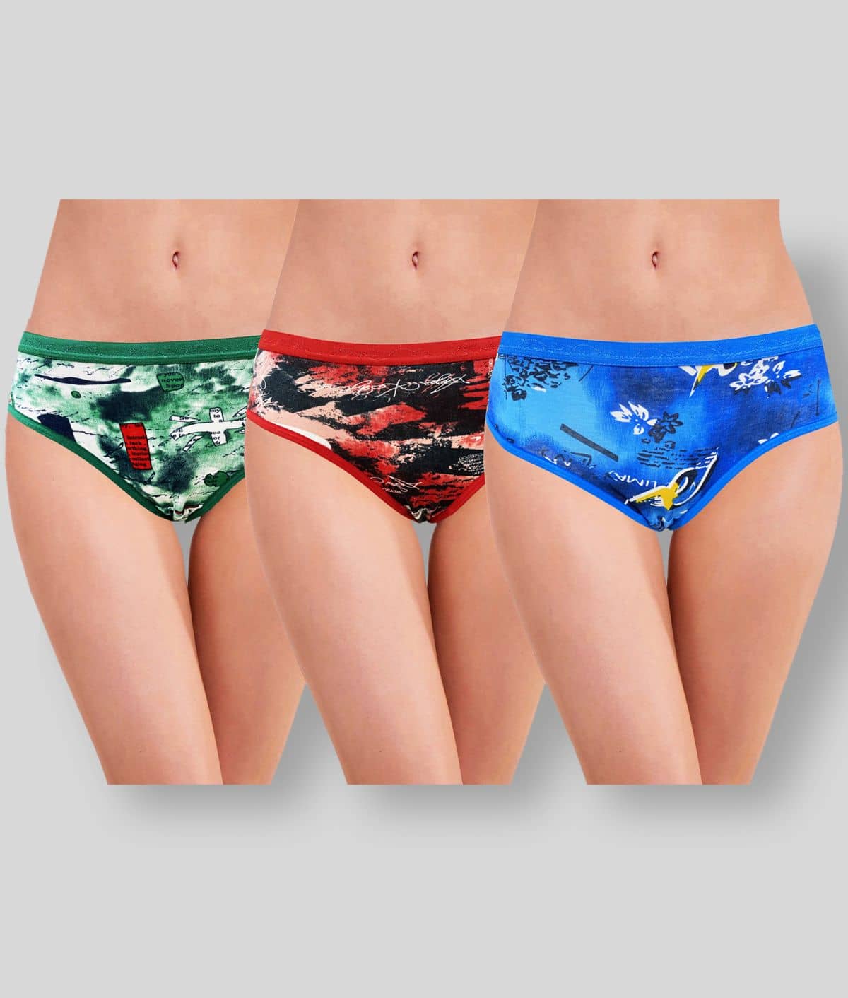 RC. ROYAL CLASS Pack of 3 Cotton Printed Women's Hipsters ( Multi Color )