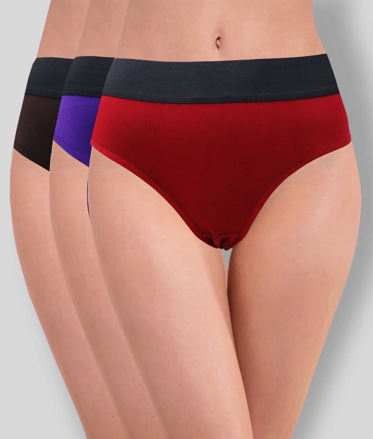 RC. ROYAL CLASS Pack of 3 Cotton Solid Women's Hipsters ( Multi Color )