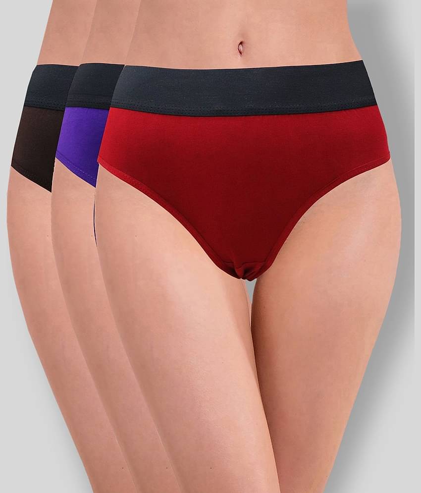 RC. ROYAL CLASS Pack of 3 Cotton Solid Women's Hipsters ( Multi Color )
