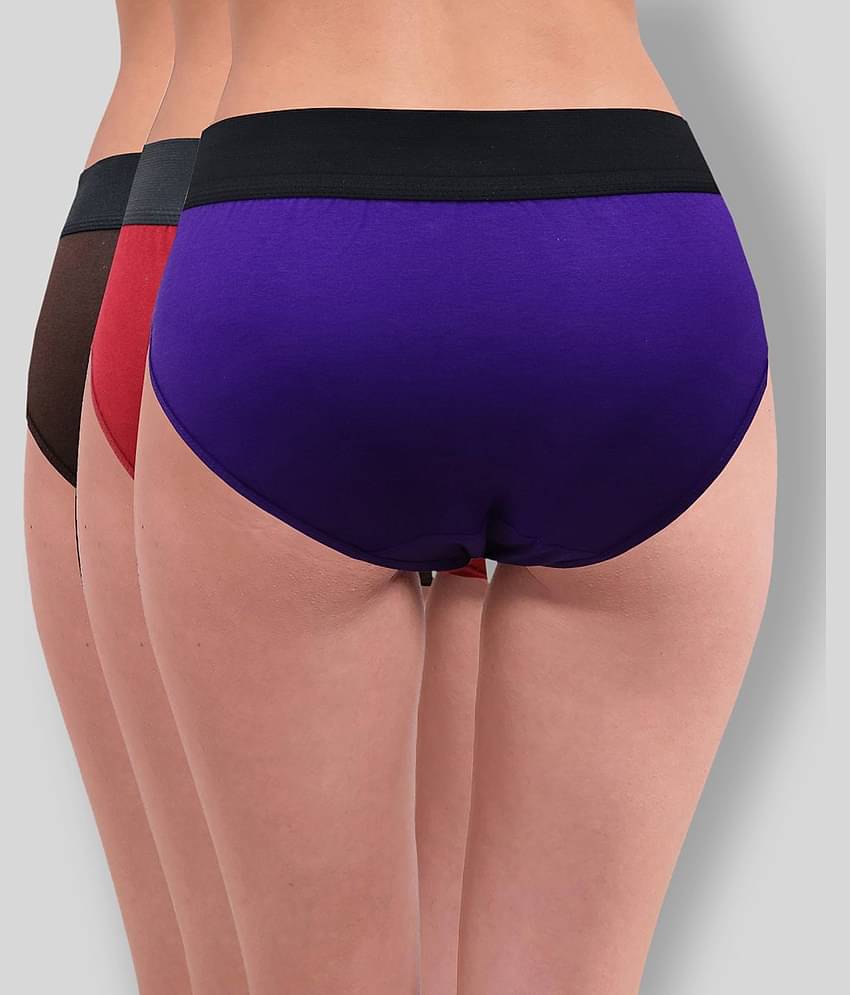 RC. ROYAL CLASS Pack of 3 Cotton Solid Women's Hipsters ( Multi Color )