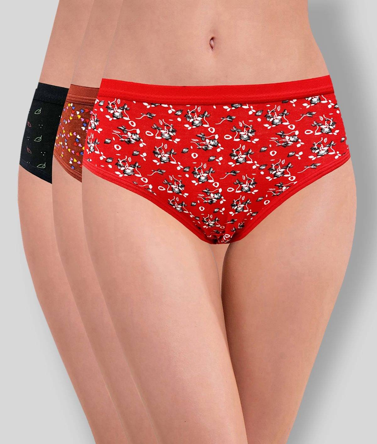     			RC. ROYAL CLASS Pack of 3 Cotton Printed Women's Hipsters ( Multi Color )