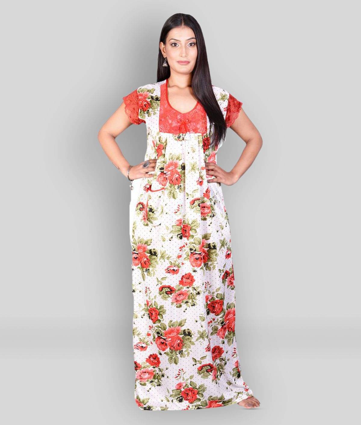     			Raj - Multicolor Satin Women's Nightwear Nighty & Night Gowns ( Pack of 1 )