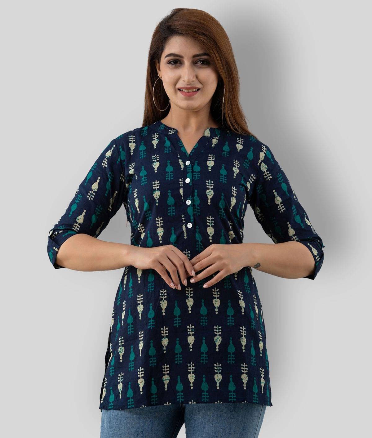 SVARCHI Cotton Blended Tunics - Blue Single SVARCHI Cotton Blended Tunics - Blue Single