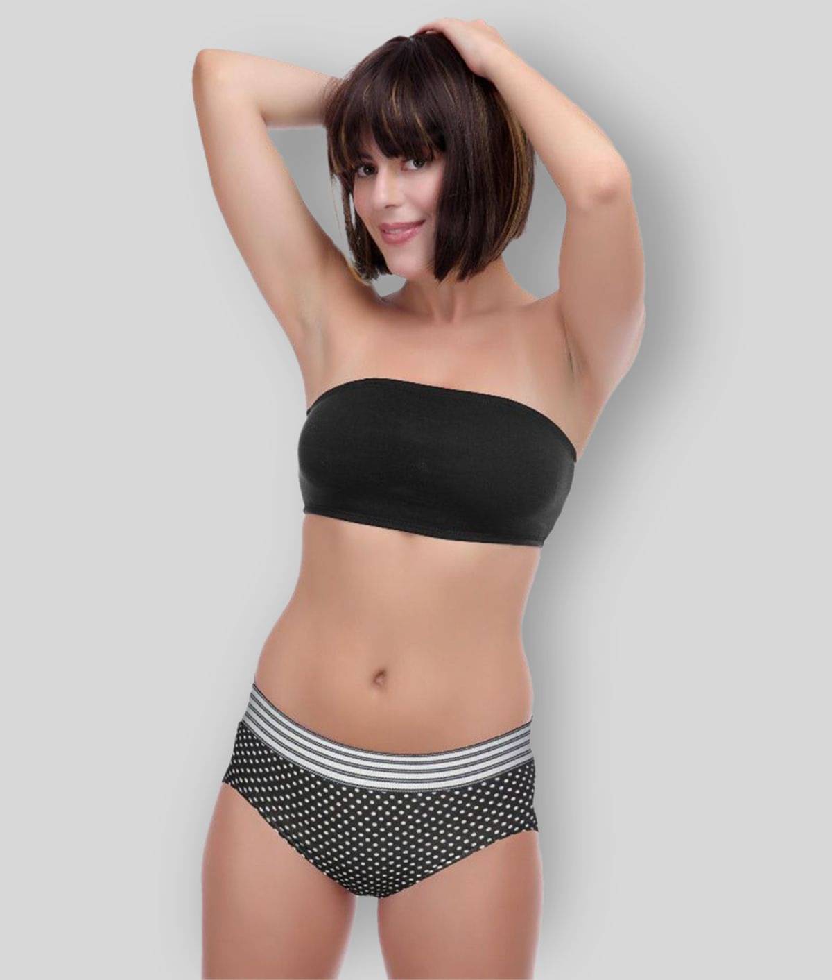     			Selfcare Black Cotton  Lycra Bra & Panty Sets