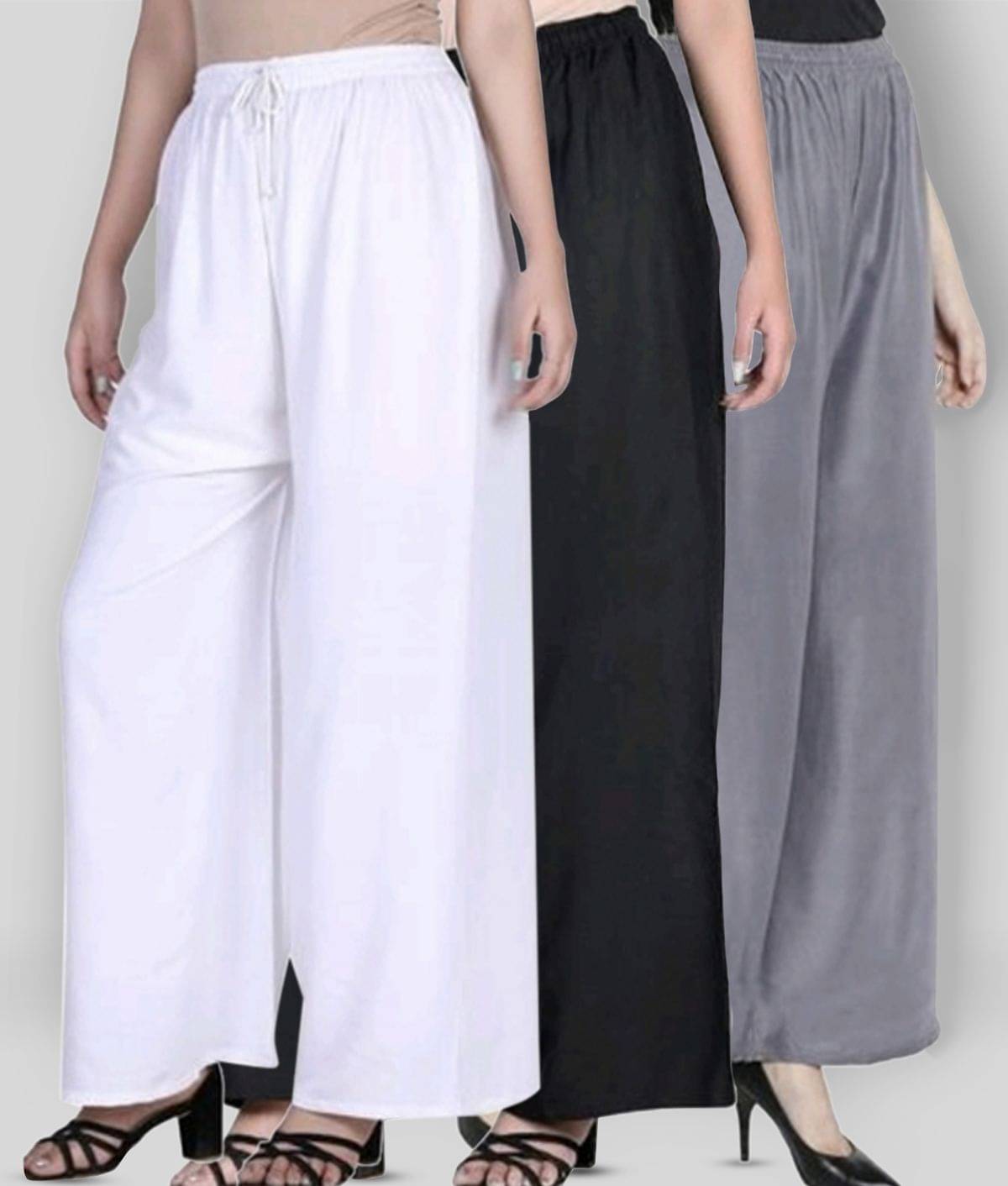     			AREEBA - Multicolor Rayon Wide Leg Women's Palazzos ( Pack of 3 )