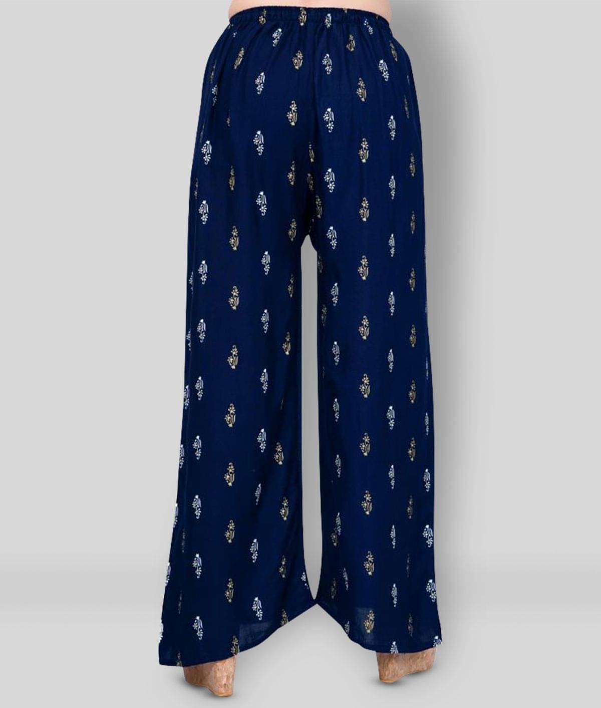    			AREEBA - Navy Blue Rayon Flared Women's Palazzos ( Pack of 1 )
