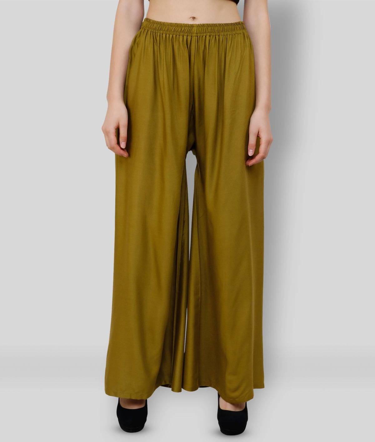 Aadrika - Green Rayon Flared Women's Palazzos ( Pack of 1 )     			Aadrika - Green Rayon Flared Women's Palazzos ( Pack of 1 )