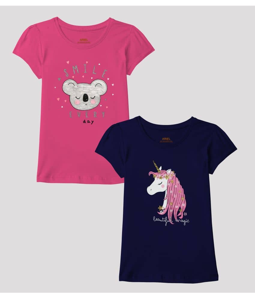 Ariel Pack of 2 Girls Cotton T-Shirt ( Multicolor )