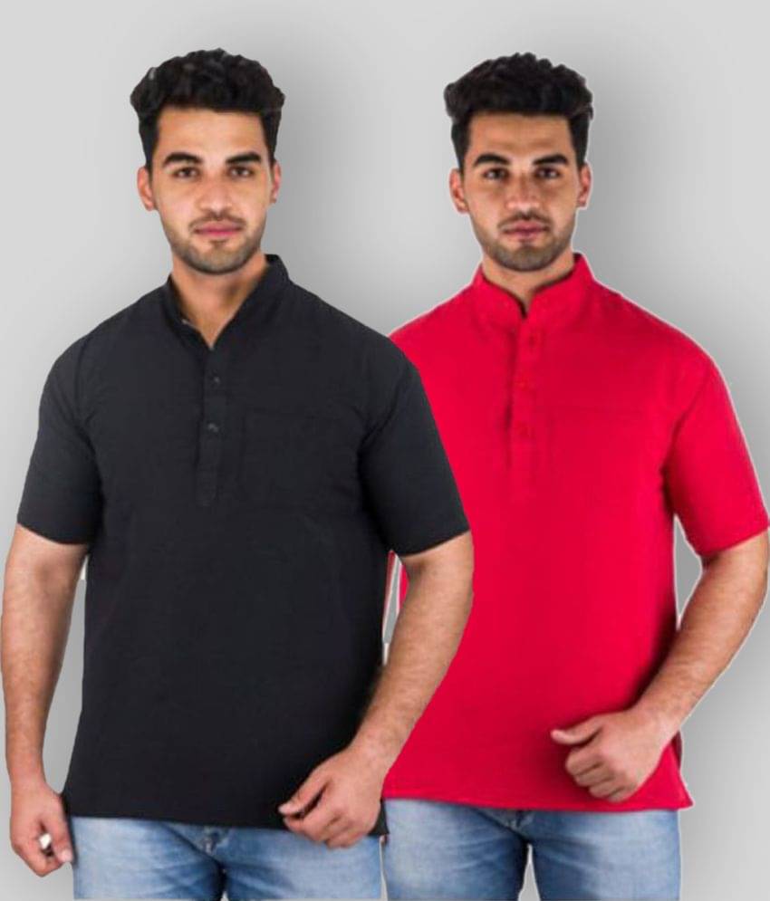 DESHBANDHU DBK - Multicolor Cotton Men's Shirt Style Kurta ( Pack of 2 ) DESHBANDHU DBK - Multicolor Cotton Men's Shirt Style Kurta ( Pack of 2 )