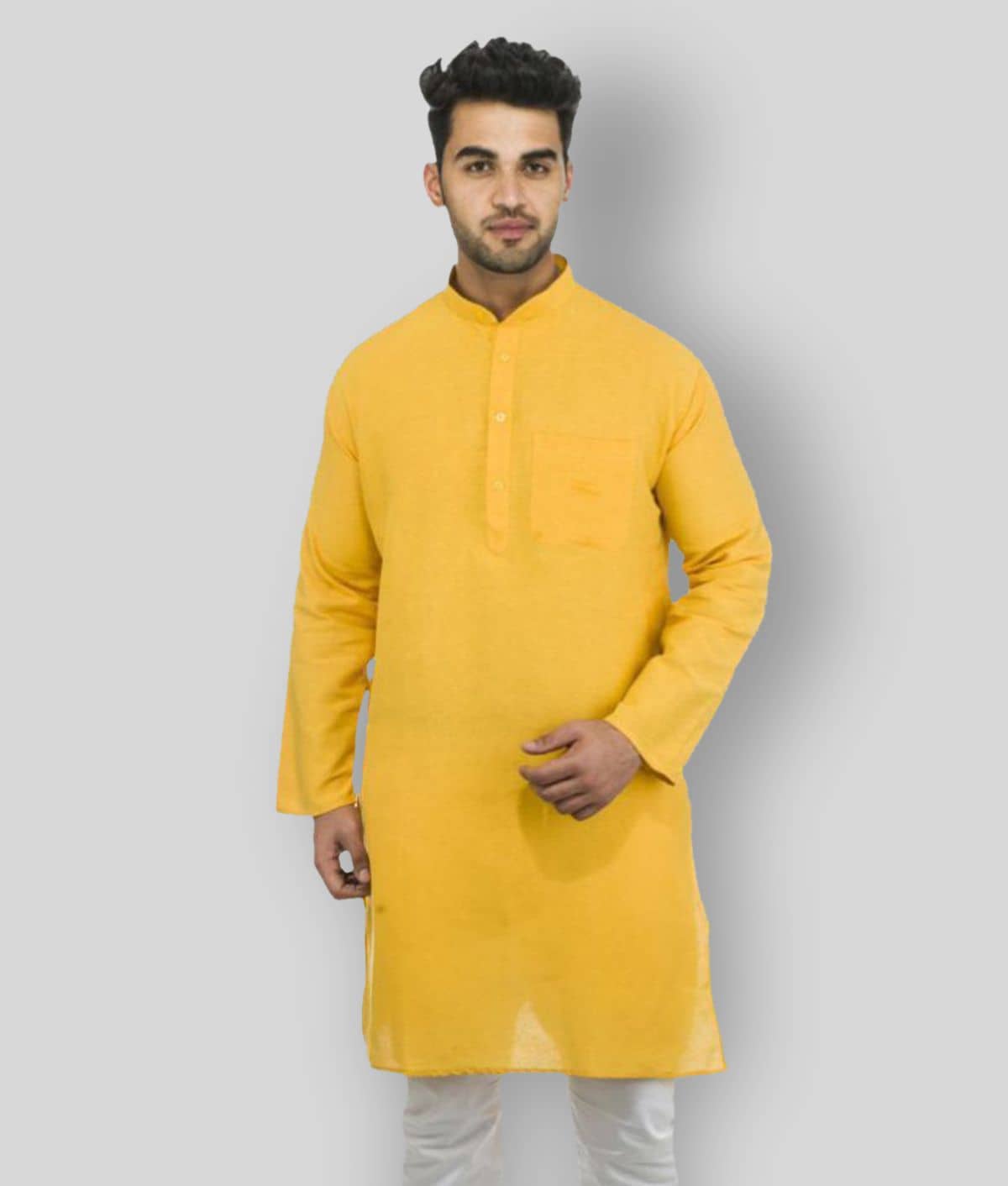 DESHBANDHU DBK - Mustard Cotton Men's Regular Kurta ( Pack of 1 ) - Kurtas & Kurta Sets | Buy online on ZillyBuy