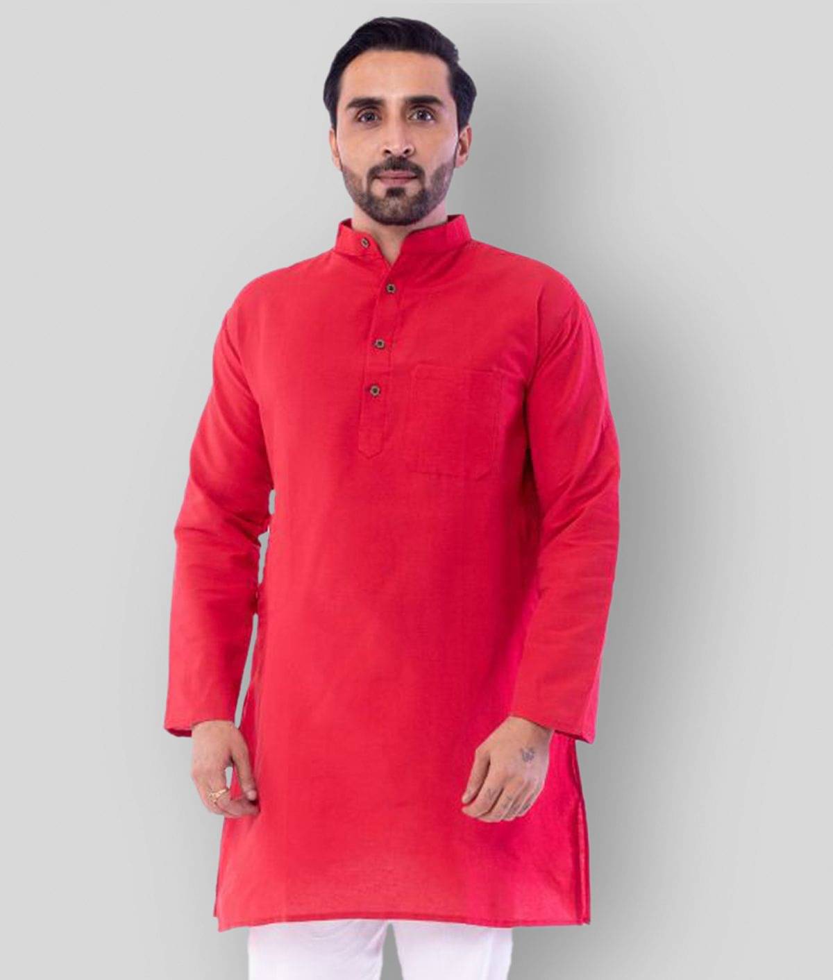 DESHBANDHU DBK - Red Cotton Blend Men's Regular Kurta ( Pack of 1 ) DESHBANDHU DBK - Red Cotton Blend Men's Regular Kurta ( Pack of 1 )