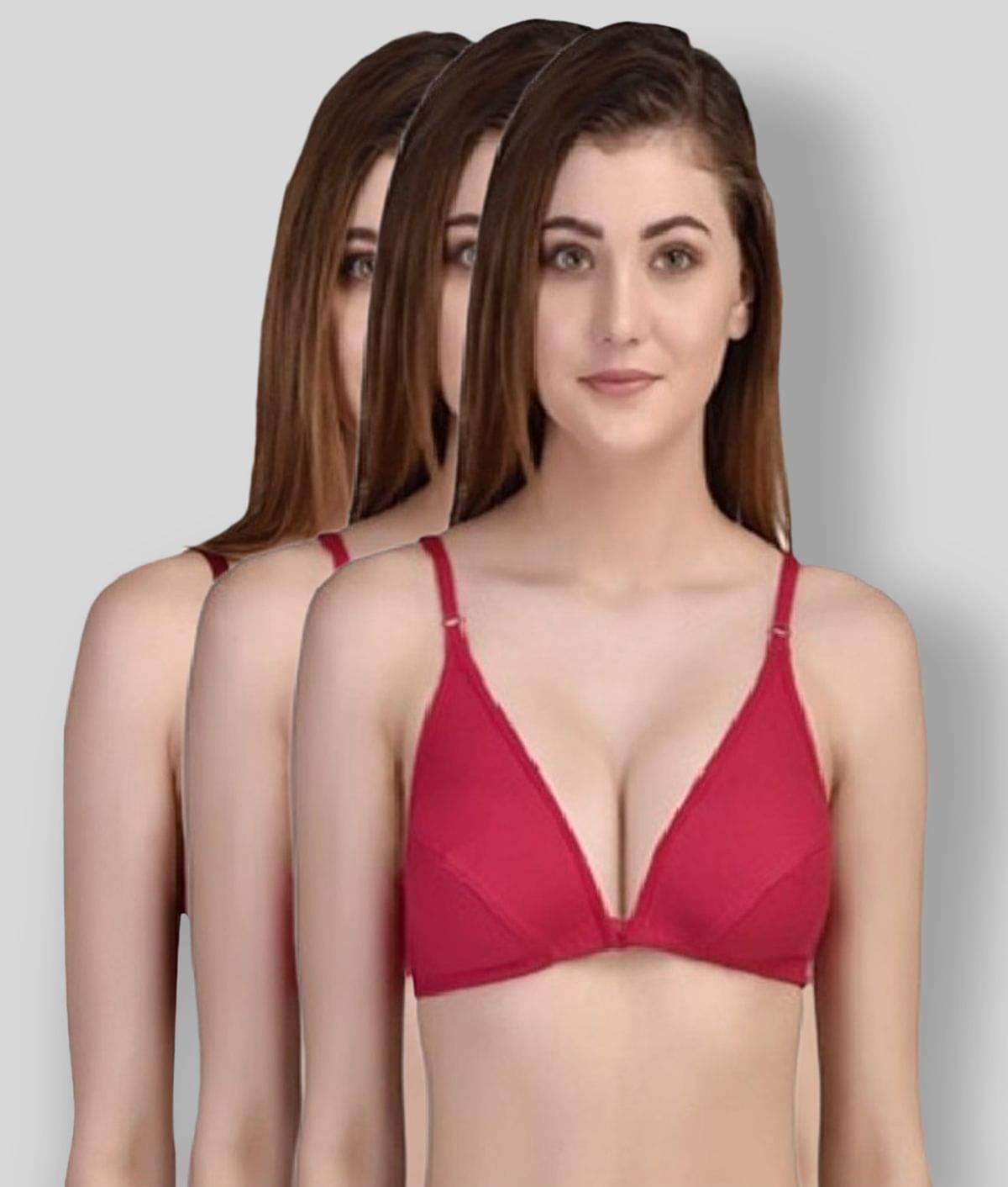     			Desiprime Pack of 3 Poly Cotton Non Padded Women's Front Closure ( Multi Color )
