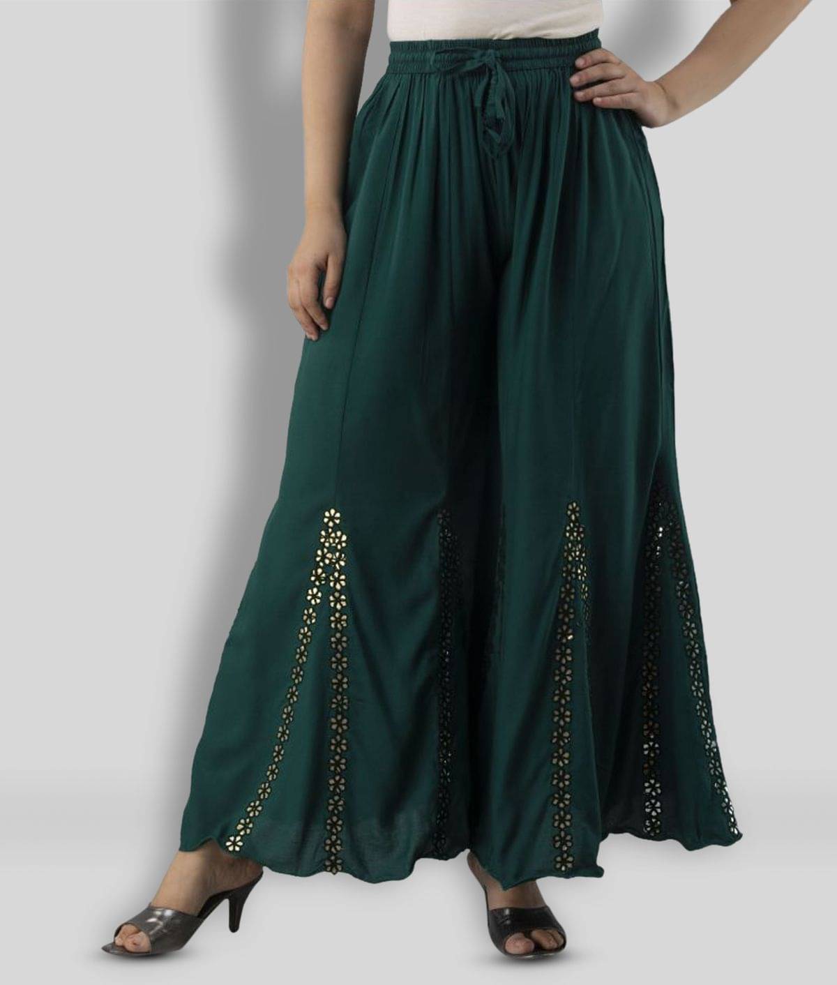     			FABRR - Green Rayon Flared Women's Palazzos ( Pack of 1 )