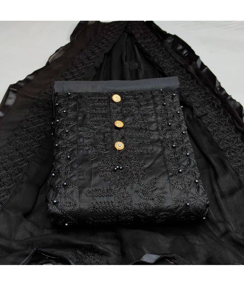 Gazal Fashions - Unstitched Black Cotton Blend Dress Material ( Pack of 1 ) - Unstitched Fabrics | Buy online on ZillyBuy