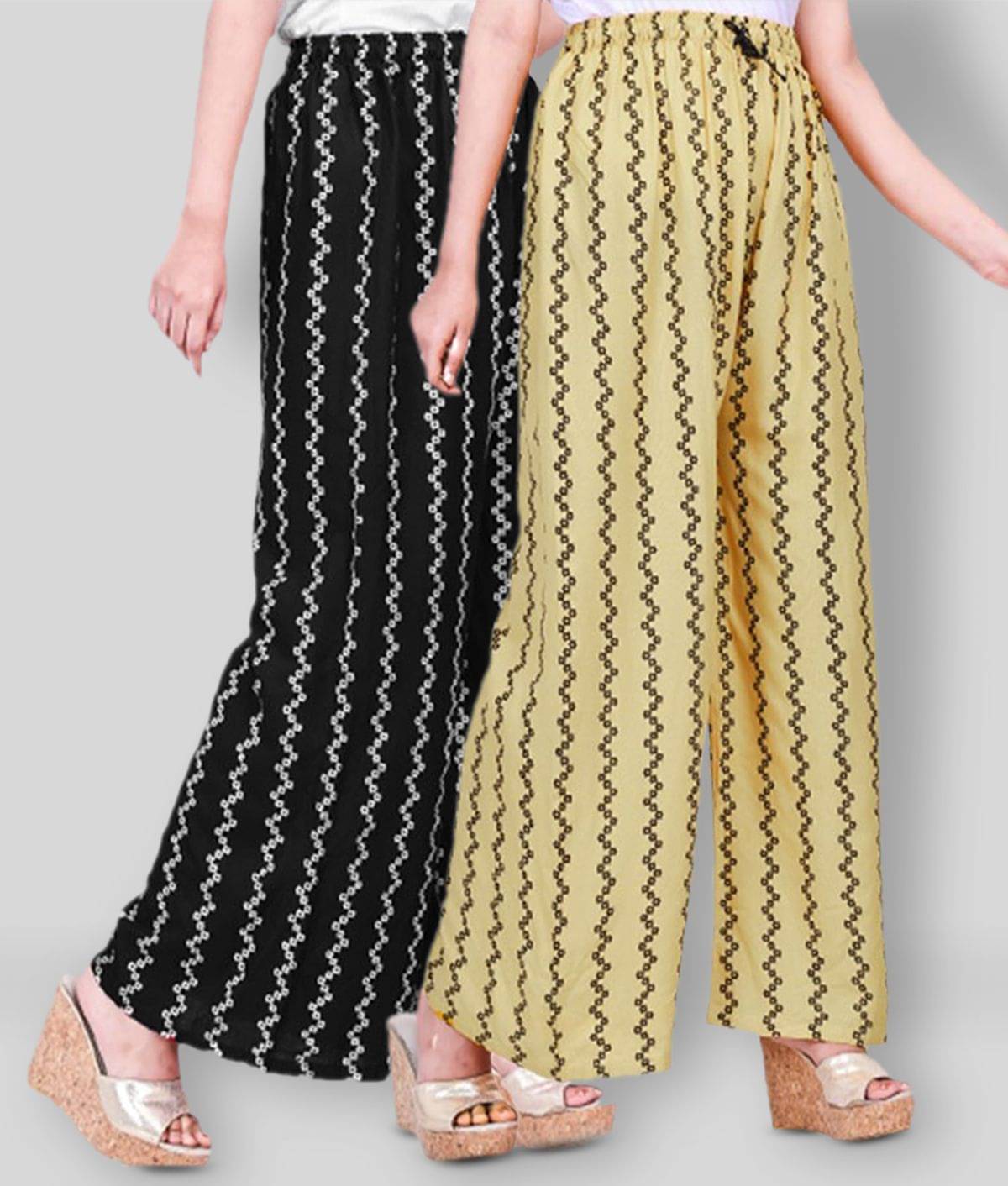     			Generic1 - Multicolor Rayon Flared Women's Palazzos ( Pack of 2 )