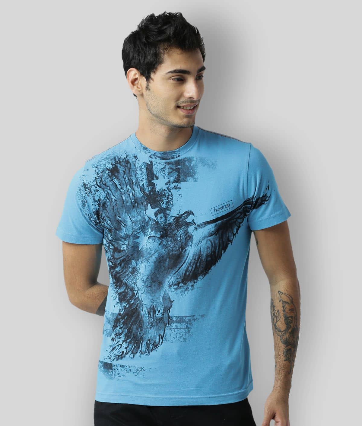 Huetrap Pack of 1 Cotton Regular Fit Men's T-Shirt ( Turquoise )