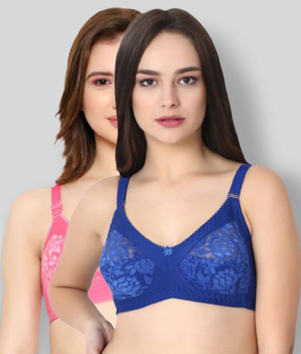 KYODO Pack of 2 Poly Cotton Non Padded Women's Everyday Bra ( Multi Color )