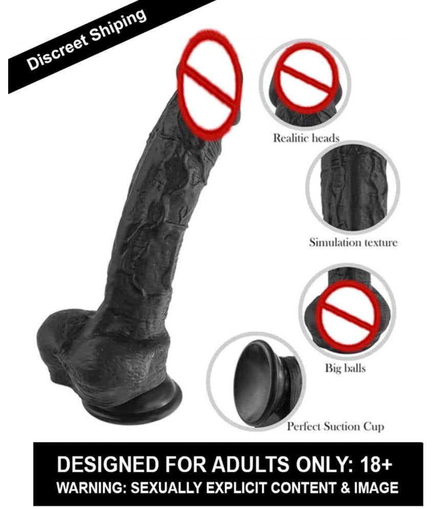 9 INCH DARK BLACK PREMIUM REALISTIC SILICON DILDO WITH PERFECT SUCTION CUP & BIG BALLS