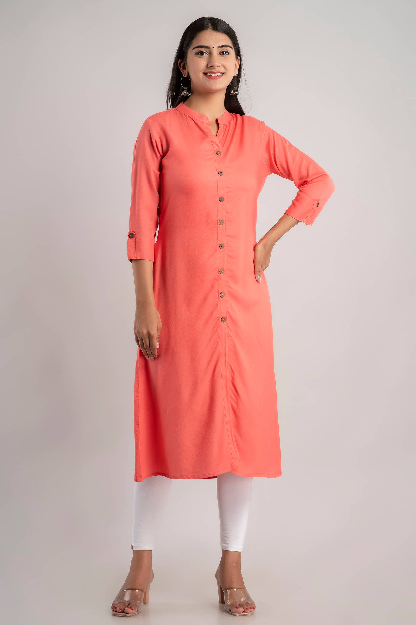 MAUKA - Pink Rayon Women's Straight Kurti ( Pack of 1 ) - Kurtis, Tunics | Buy online on ZillyBuy