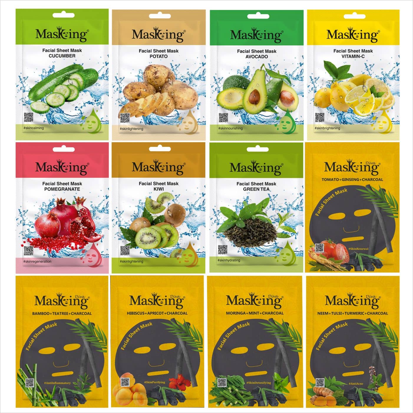 Masking - Radiant Glow Sheet Mask for All Skin Type ( Pack of 12 )