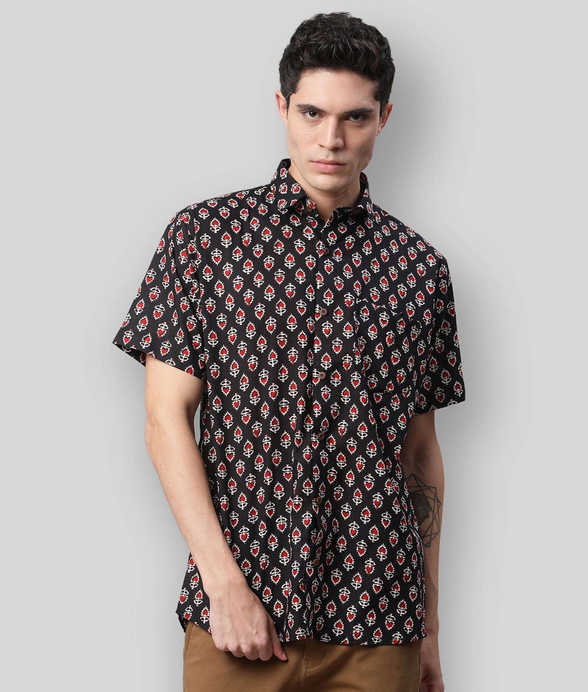 Millennial Men - Black Cotton Regular Fit Men's Casual Shirt (Pack of 1 ) Millennial Men - Black Cotton Regular Fit Men's Casual Shirt (Pack of 1 )