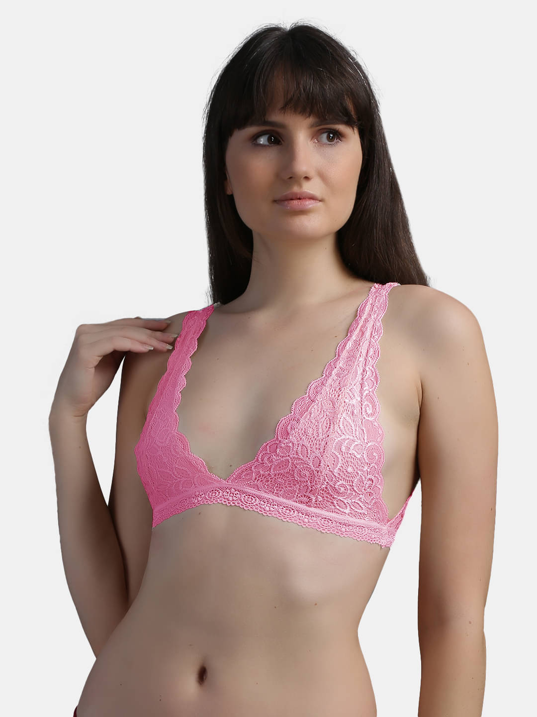     			N-Gal Nylon Non Padded Women's Bralette Bra ( Pink )